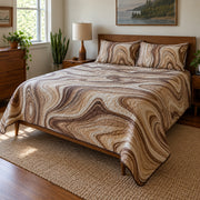 Walnut Grain Woodworking Hobby Quilt Set, angled woodworking hobby bedroom view
