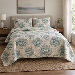 Echeveria Study Succulent Gardening Quilt Set