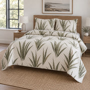 Aloe Lines Succulent Gardening Quilt Set, angled succulent gardening bedroom view