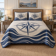 Wind Rose Sailing Quilt Set, front sailing bedroom view