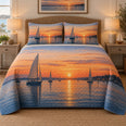 Sunset Marina Sailing Quilt Set