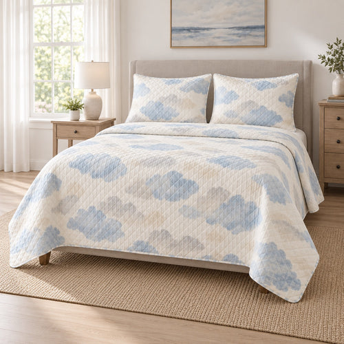 Afternoon Cloud Nap Quilt Set, angled nap enthusiasts bedroom view
