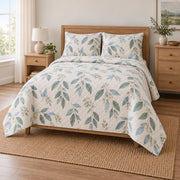 Drowsy Botanical Nap Quilt Set, angled nap enthusiasts bedroom view