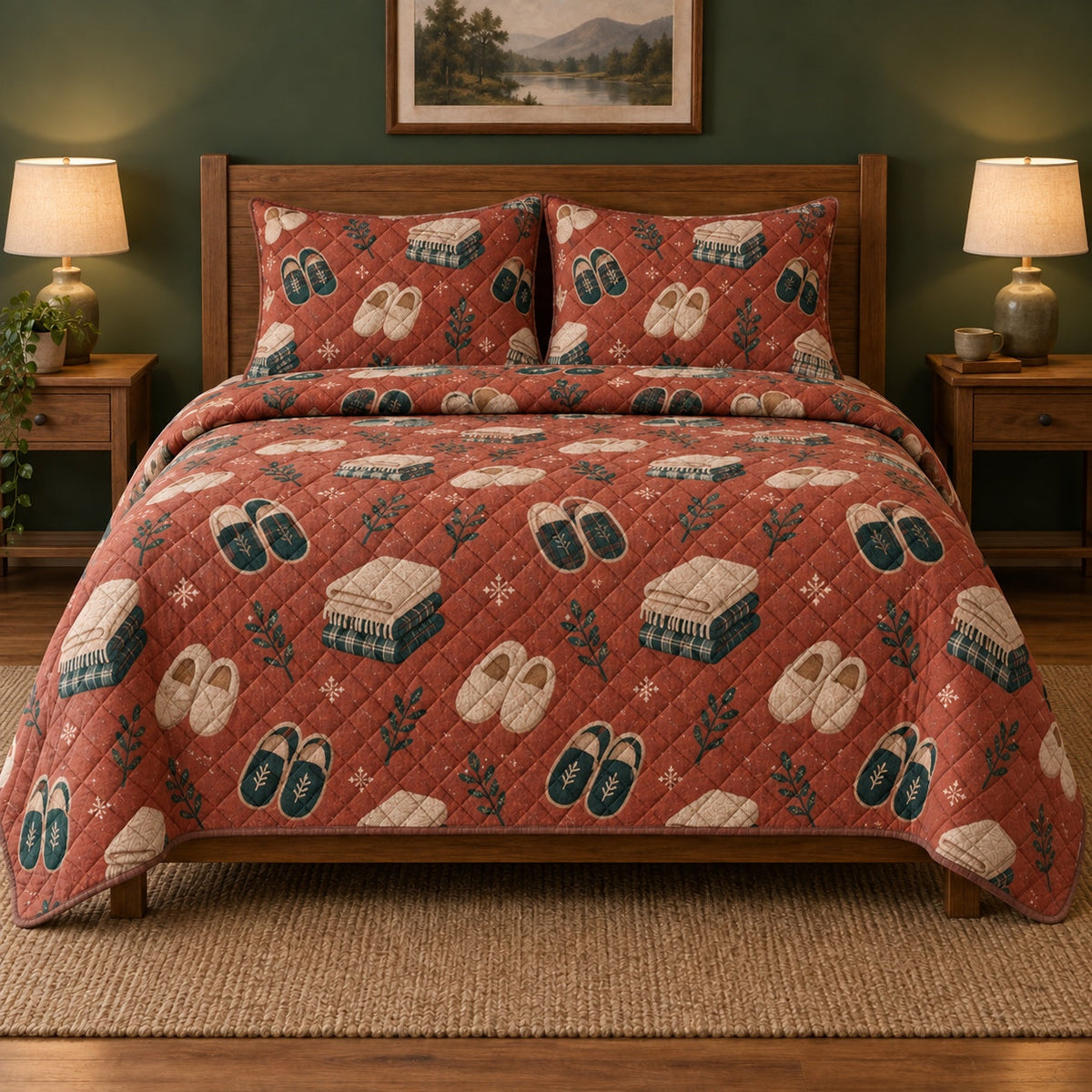 Cozy Slipper Nap Quilt Set, front nap enthusiasts bedroom view