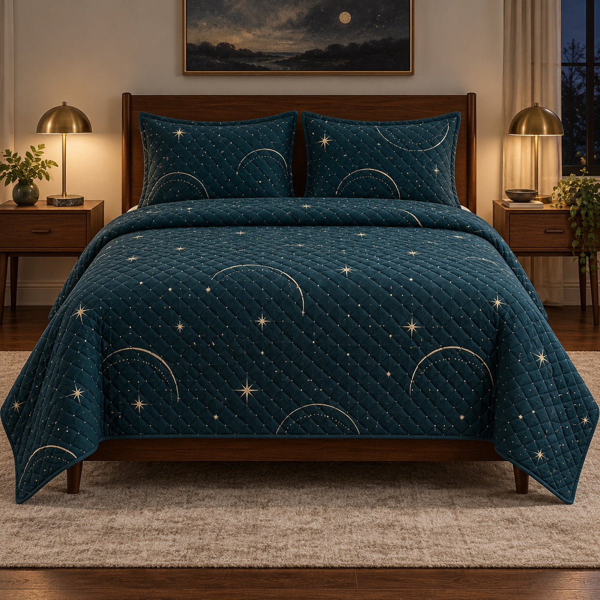 Nightfall Rest Nap Quilt Set, front nap enthusiasts bedroom view