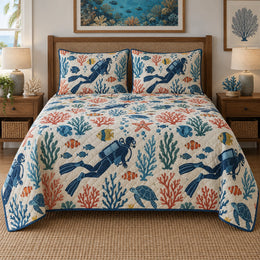 Undersea Folk Scuba Diving Quilt Set