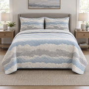 Cloud Layer Pilot Quilt Set, front airline pilot bedroom view