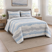 Cloud Layer Pilot Quilt Set, angled airline pilot bedroom view