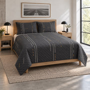 Runway Geometry Pilot Quilt Set, angled airline pilot bedroom view