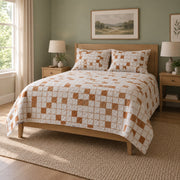 Copper Clues Crossword Puzzles Quilt Set, angled crossword puzzles bedroom view