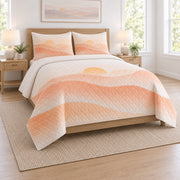 Sunrise Altitude Pilot Quilt Set, angled airline pilot bedroom view
