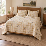 Golden Grid Crossword Puzzles Quilt Set, angled crossword puzzles bedroom view