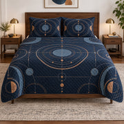 Midnight Instruments Pilot Quilt Set, front airline pilot bedroom view