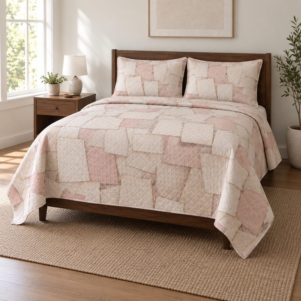 Soft Paper Journaling Quilt Set, angled journaling bedroom view