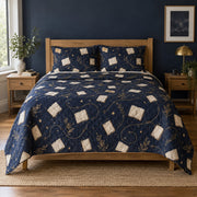 Midnight Journal Journaling Quilt Set, front journaling bedroom view