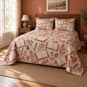 Terracotta Pages Journaling Quilt Set, angled journaling bedroom view