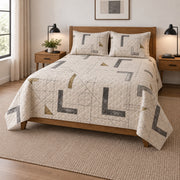 Marking Square Carpenter Quilt Set, angled carpenter bedroom view