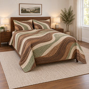 Walnut Grain Carpenter Quilt Set, angled carpenter bedroom view