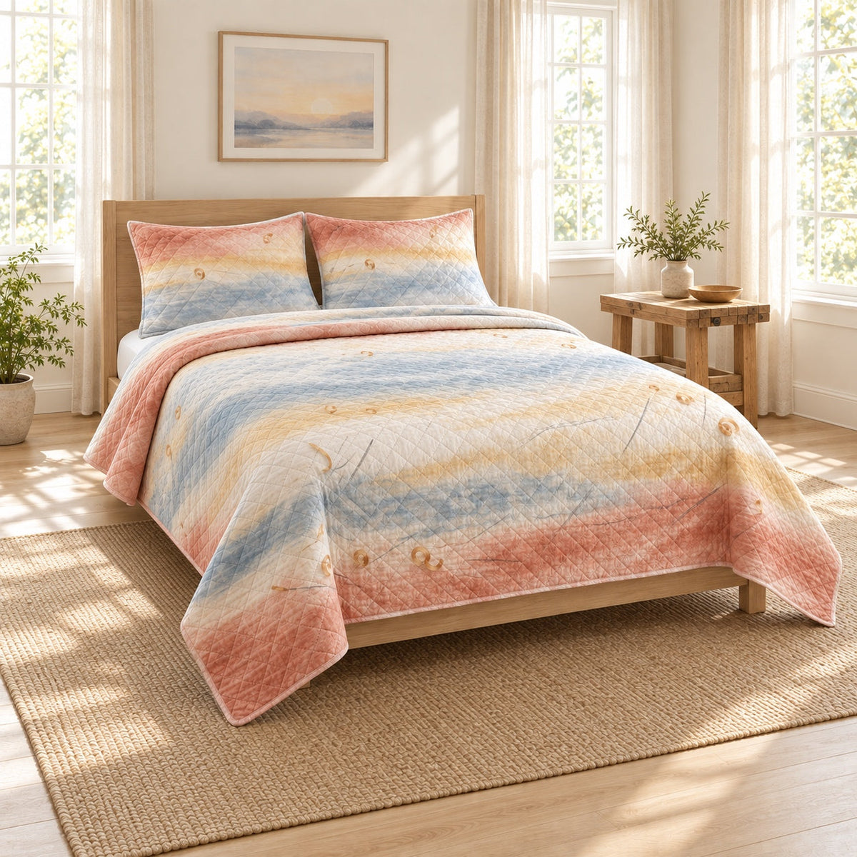 Workshop Dawn Carpenter Quilt Set, angled carpenter bedroom view