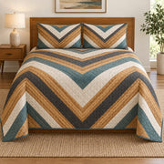 Oak Chevron Carpenter Quilt Set, front carpenter bedroom view