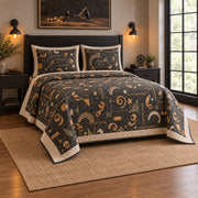 Evening Workshop Carpenter Quilt Set, angled carpenter bedroom view