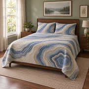 Agate Lines Mineral Collecting Quilt Set, angled mineral collecting bedroom view