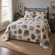 Mineral Study Mineral Collecting Quilt Set, angled mineral collecting bedroom view