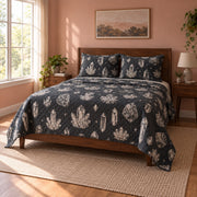 Slate Crystals Mineral Collecting Quilt Set, angled mineral collecting bedroom view