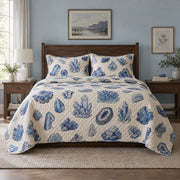 Blue Specimens Mineral Collecting Quilt Set, front mineral collecting bedroom view