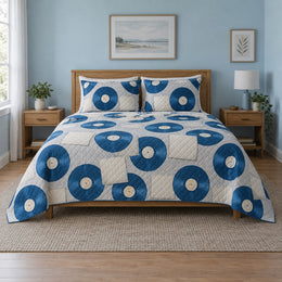 Blue Vinyl Vinyl Record Collecting Quilt Set