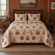 Retro Lanes Bowling Quilt Set, front bowling bedroom view
