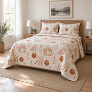 Copper Pins Bowling Quilt Set, angled bowling bedroom view