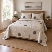 Quiet Spare Bowling Quilt Set, angled bowling bedroom view