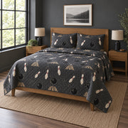 Charcoal Roll Bowling Quilt Set, angled bowling bedroom view