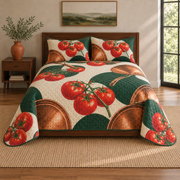 Tomato Copper Chef Quilt Set