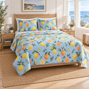 Citrus Table Chef Quilt Set, angled chef bedroom view