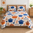 Blue Enamel Chef Quilt Set
