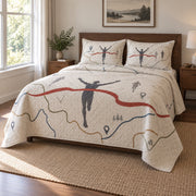 Finish Line Marathon Running Quilt Set, angled marathon running bedroom view