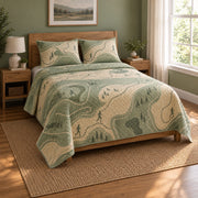 Route Study Marathon Running Quilt Set, angled marathon running bedroom view