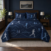 Midnight Run Marathon Running Quilt Set, front marathon running bedroom view