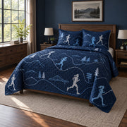Midnight Run Marathon Running Quilt Set, angled marathon running bedroom view