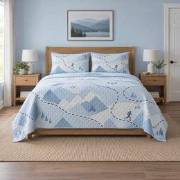Blue Endurance Marathon Running Quilt Set