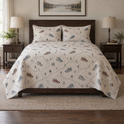 Quiet Distance Marathon Running Quilt Set, front marathon running bedroom view