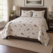 Quiet Distance Marathon Running Quilt Set, angled marathon running bedroom view
