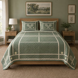 Court Lines Tennis Quilt Set