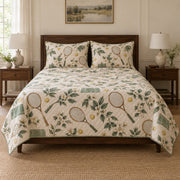 Racket Garden Tennis Quilt Set, front tennis bedroom view