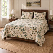 Racket Garden Tennis Quilt Set, angled tennis bedroom view