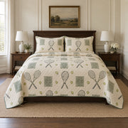 Classic Rally Tennis Quilt Set, front tennis bedroom view
