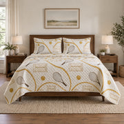 Golden Serve Tennis Quilt Set, front tennis bedroom view