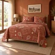 Terracotta Tennis Tennis Quilt Set, angled tennis bedroom view